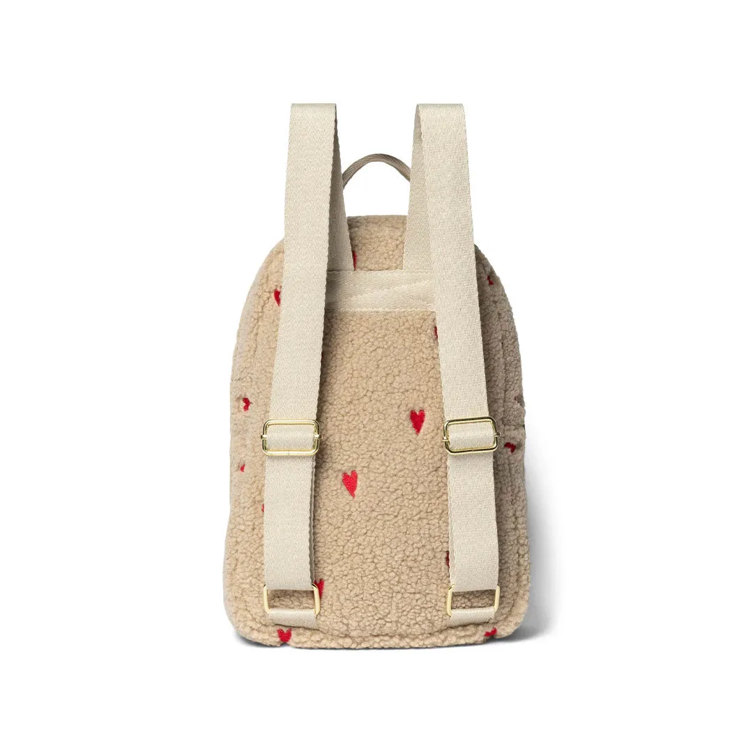 Studio Noos Teddy Hearts Mini Backpack  - Ecru