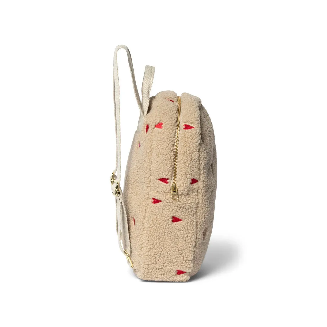 Studio Noos Teddy Hearts Mini Backpack  - Ecru