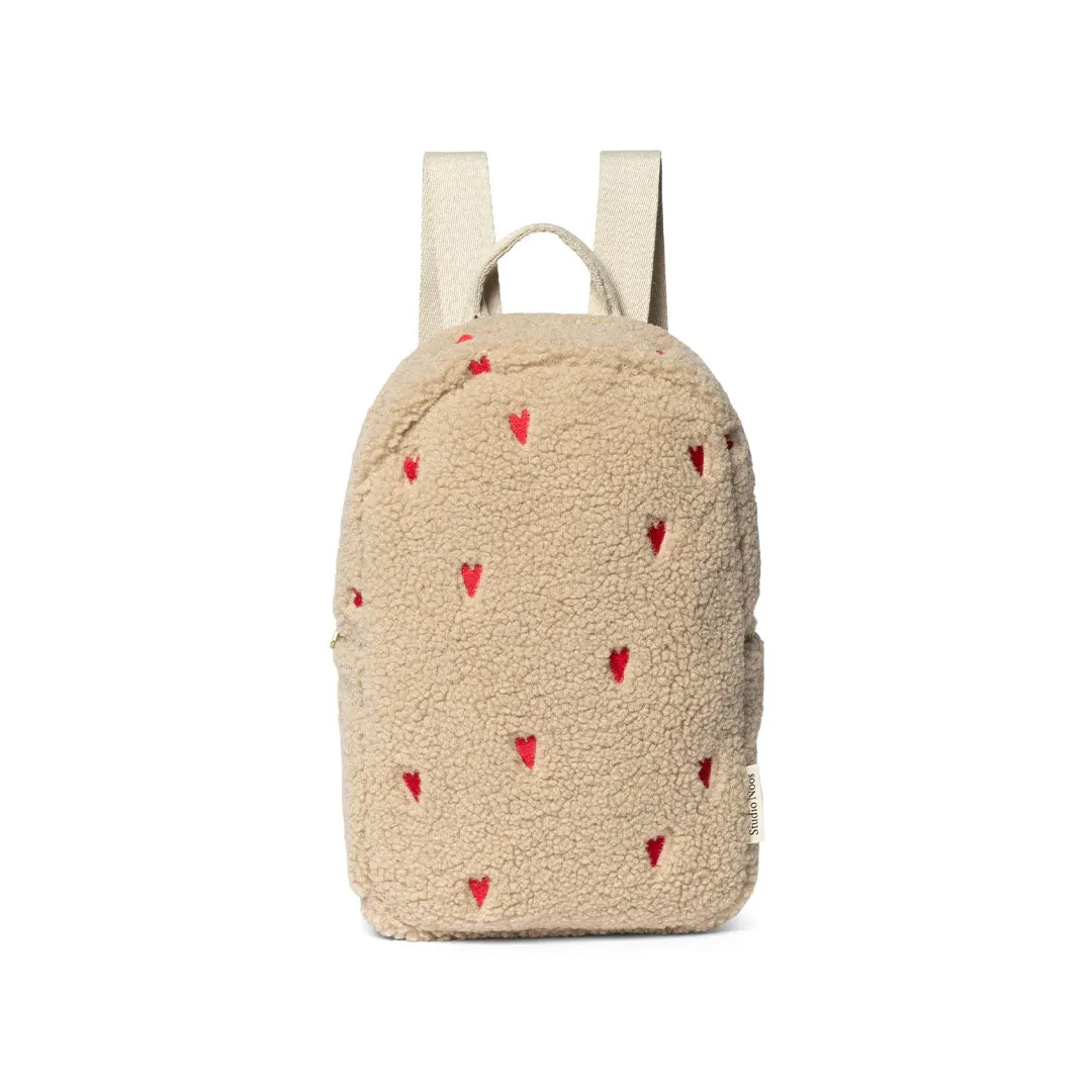 Studio Noos Teddy Hearts Mini Backpack  - Ecru