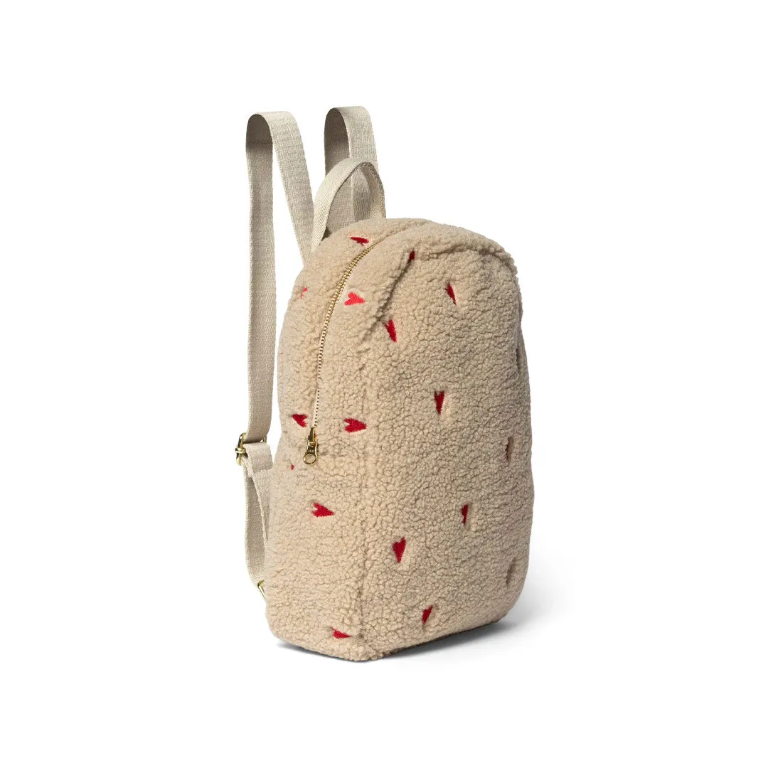 Studio Noos Teddy Hearts Mini Backpack  - Ecru