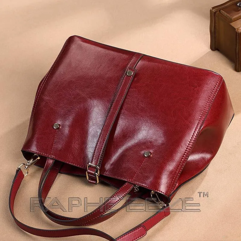 Stylish & Elegant Tote Handbag Purses for Women - Wine Red