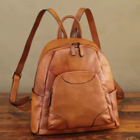 Stylish Ladies Leather Backpack Purse Ladies Brown Leather Rucksack