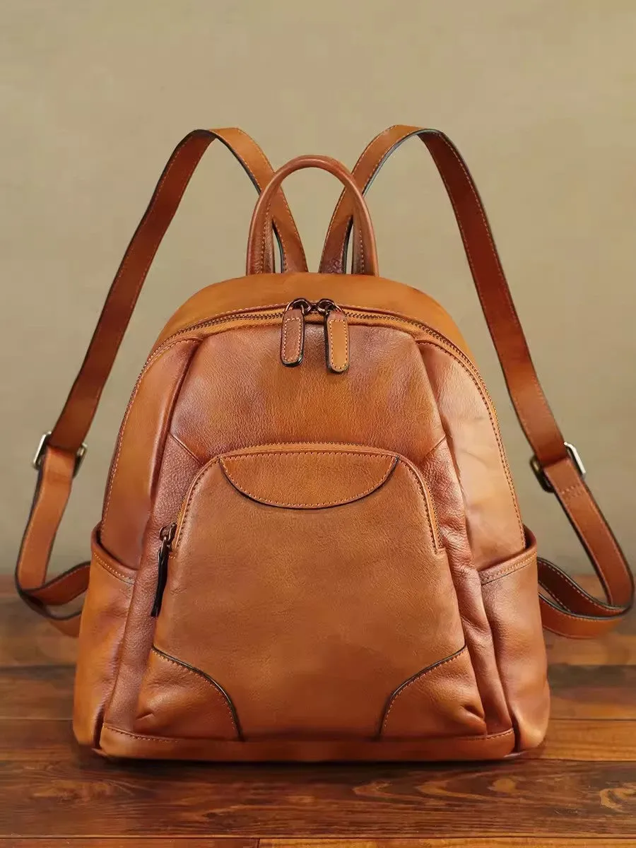 Stylish Ladies Leather Backpack Purse Ladies Brown Leather Rucksack