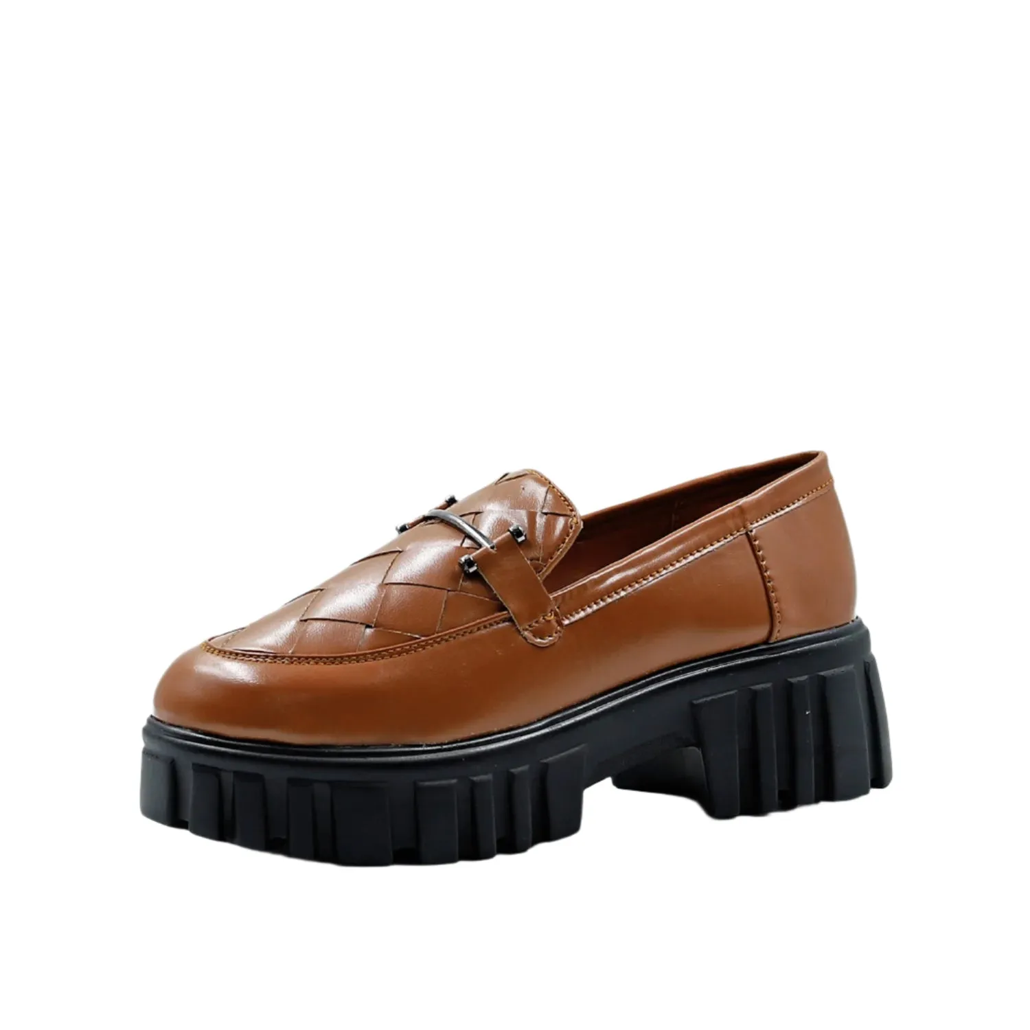 Tan Slip-On Criss- Cross Loafer