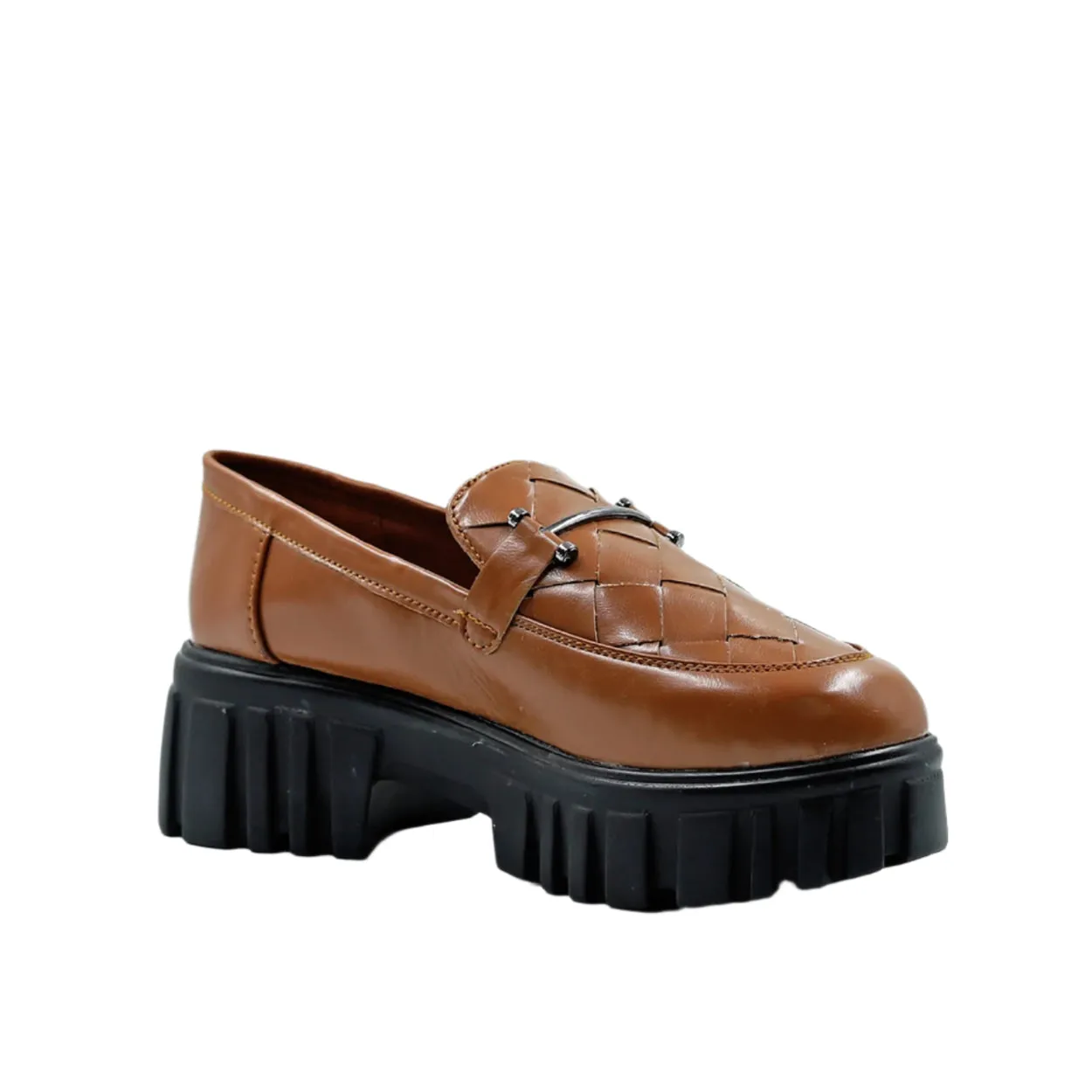 Tan Slip-On Criss- Cross Loafer