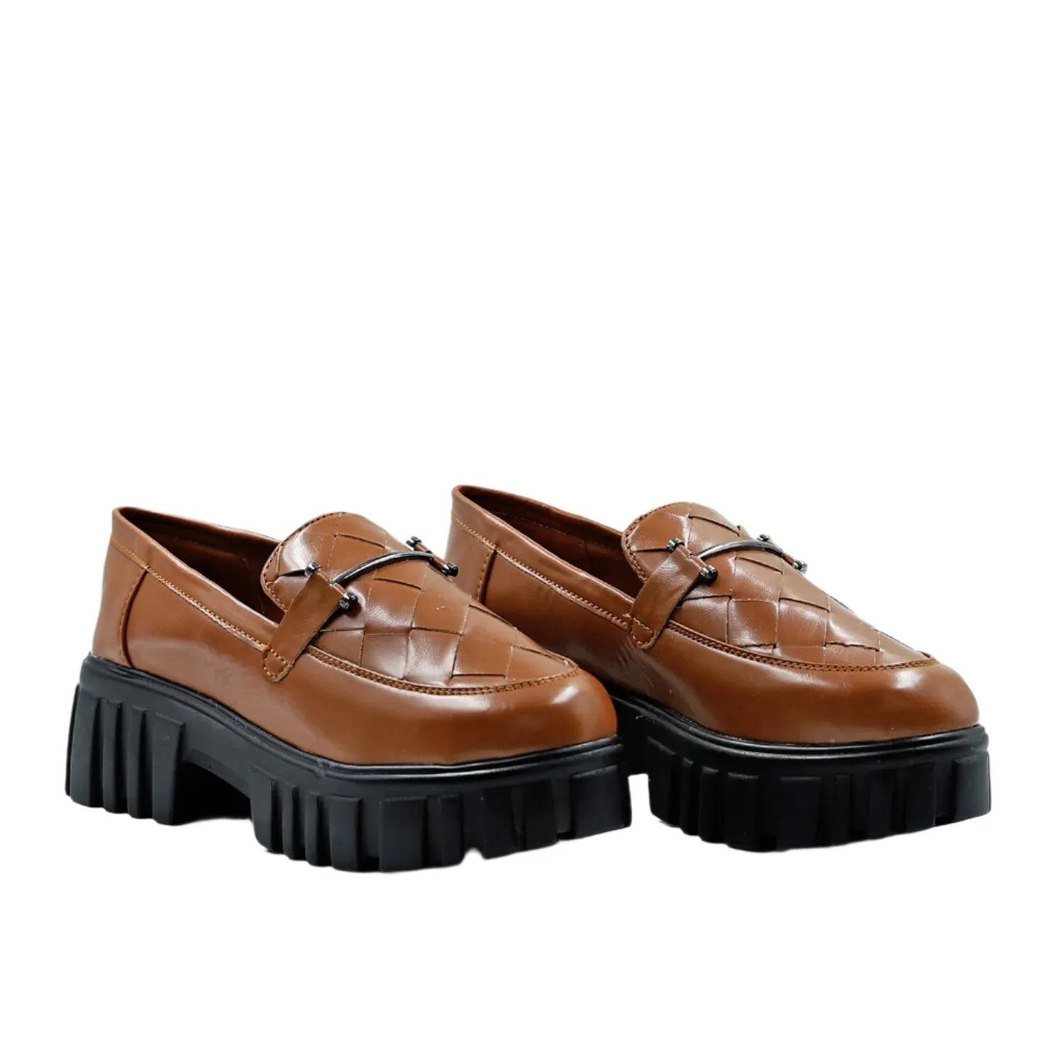 Tan Slip-On Criss- Cross Loafer