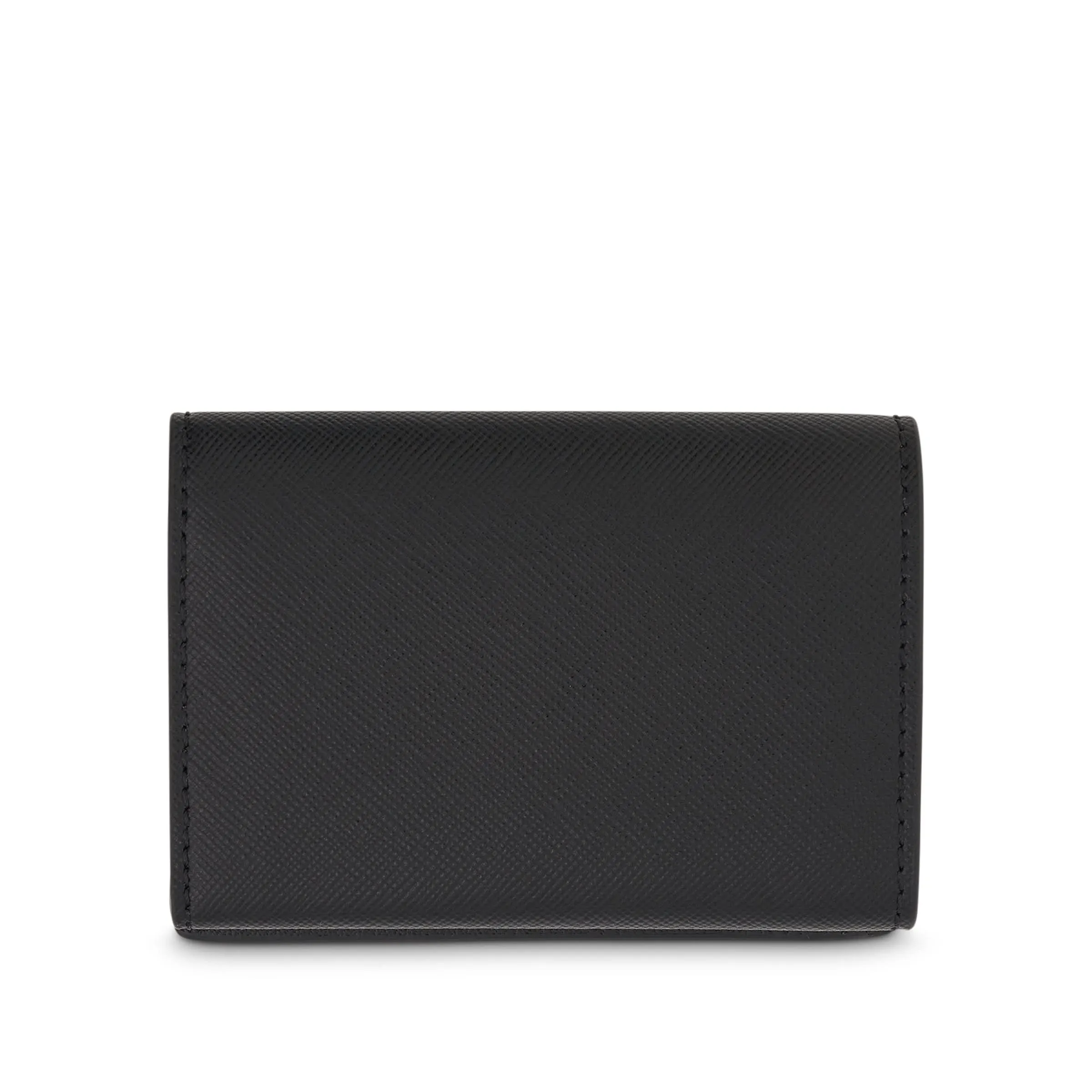 Trifold Saffiano Leather Wallet in Black