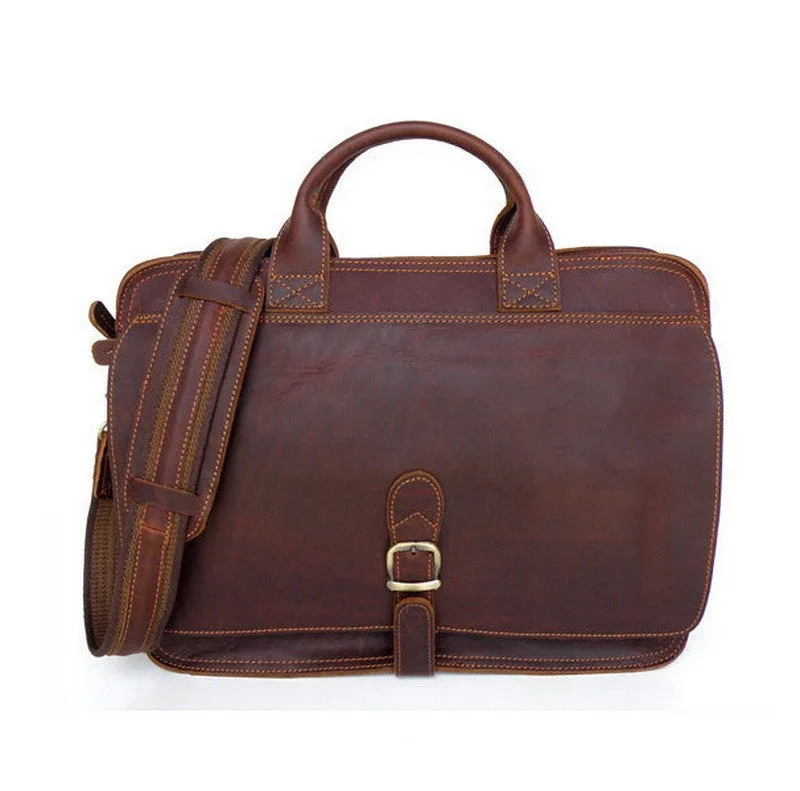 Vintage Genuine Leather Men's Laptop Briefcase