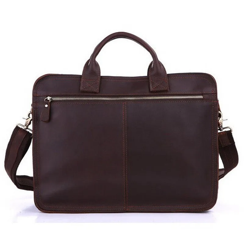 Vintage Genuine Leather Men's Laptop Briefcase