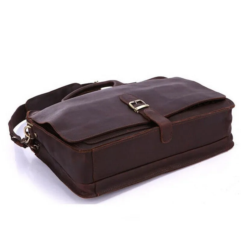 Vintage Genuine Leather Men's Laptop Briefcase