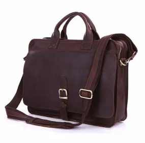 Vintage Genuine Leather Men's Laptop Briefcase