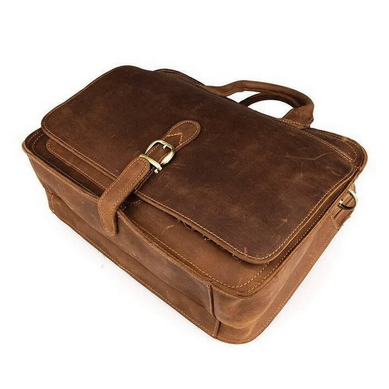 Vintage Genuine Leather Men's Laptop Briefcase