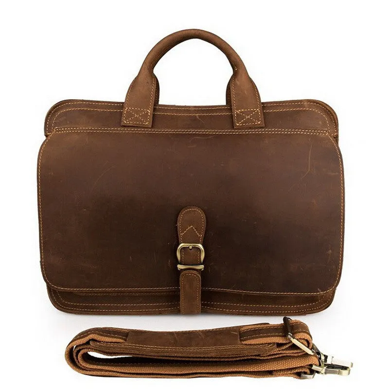 Vintage Genuine Leather Men's Laptop Briefcase