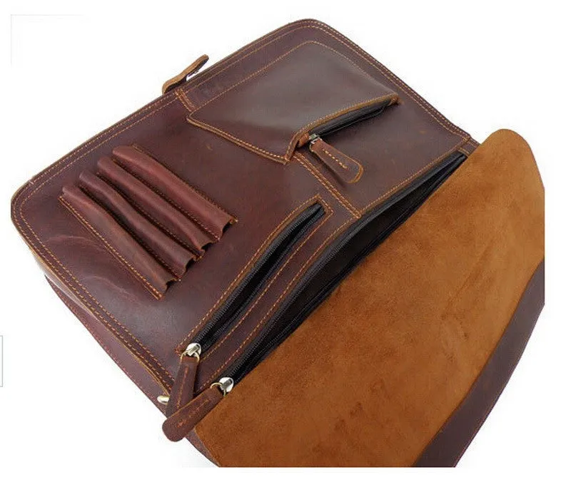 Vintage Genuine Leather Men's Laptop Briefcase